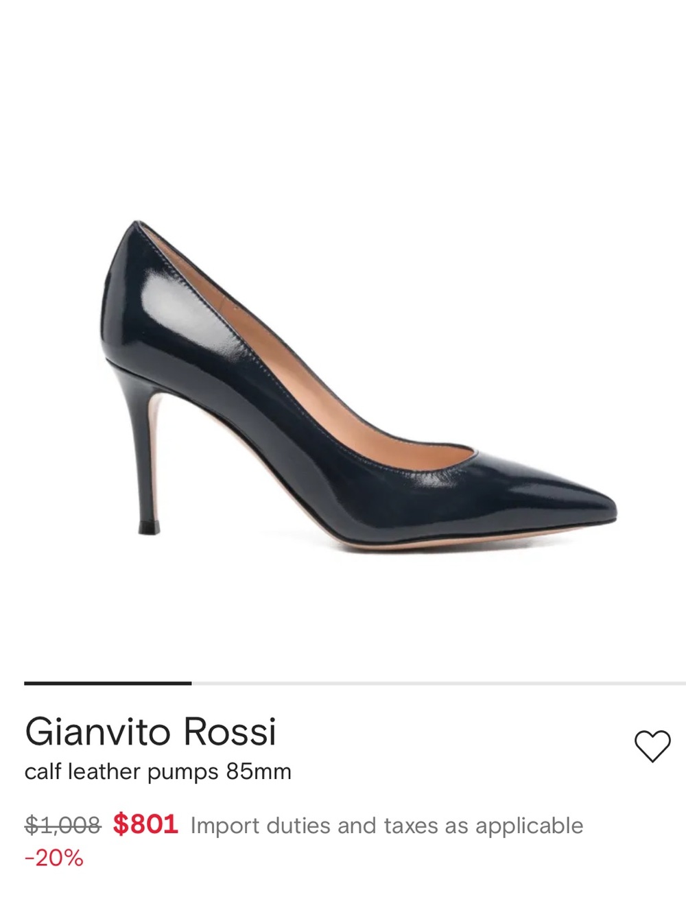 Gianvito Rossi Navy Patent Pointed Toe Stiletto Pumps